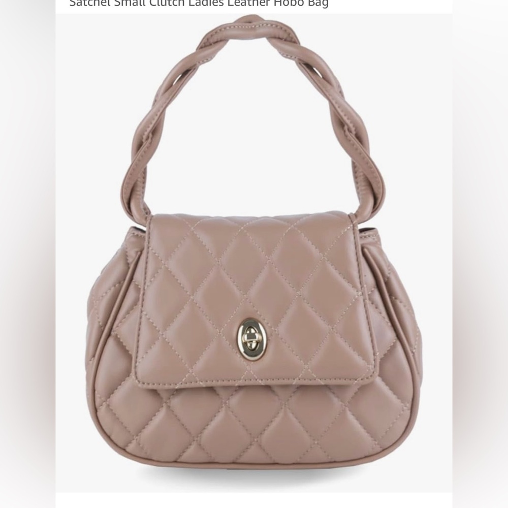 NWOT Elegant Tan Quilted Women's ELDA Bag with Braided Top Handle